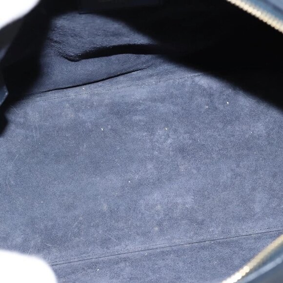 SAINT LAURENT Mini Boston Bag Leather 2way Navy Gold Auth bs30084 - Picture 10 of 16